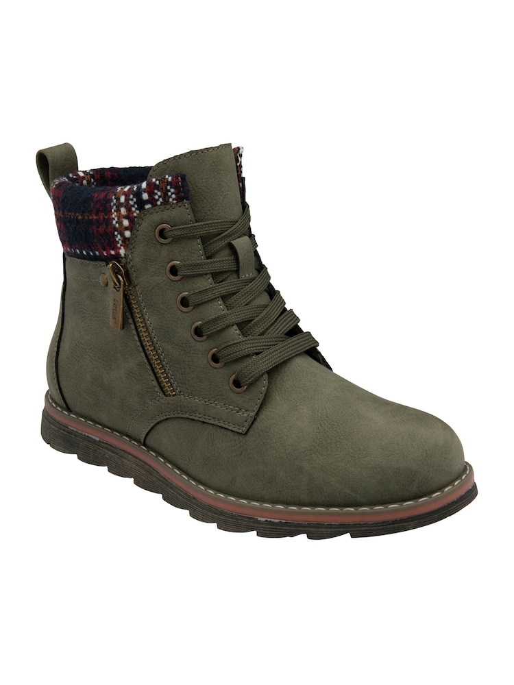 Lotus Green Zip Up Ankle Boots - Image 1 of 4