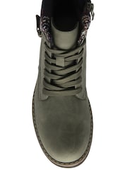 Lotus Green Zip Up Ankle Boots - Image 4 of 4