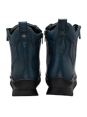 Lotus Blue Leather Zip-Up Ankle Boots - Image 3 of 4