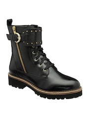 Lotus Black Leather Zip Up Ankle Boots - Image 1 of 4