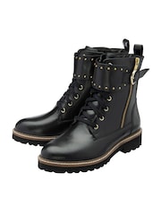 Lotus Black Leather Zip Up Ankle Boots - Image 2 of 4