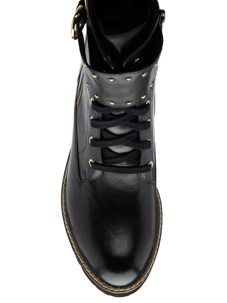 Lotus Black Leather Zip Up Ankle Boots - Image 4 of 4