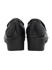 Lotus Black Leather Slip-On Wedge Shoes - Image 3 of 4