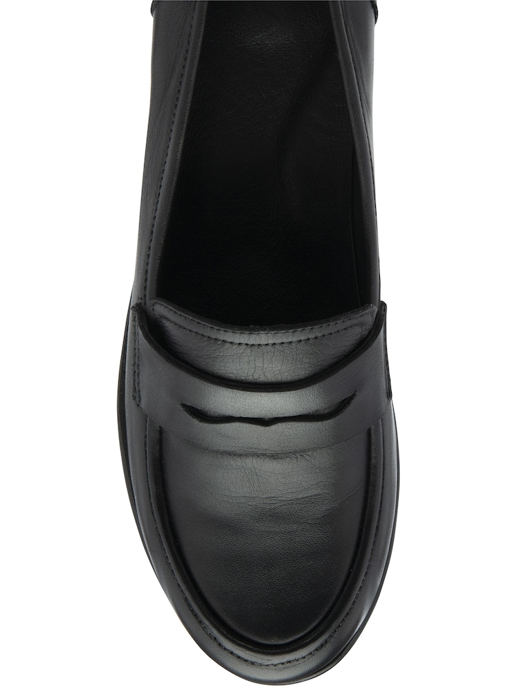 Lotus Black Leather Slip-On Wedge Shoes - Image 4 of 4