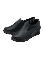 Lotus Blue Leather Slip-On Wedge Shoes - Image 2 of 4