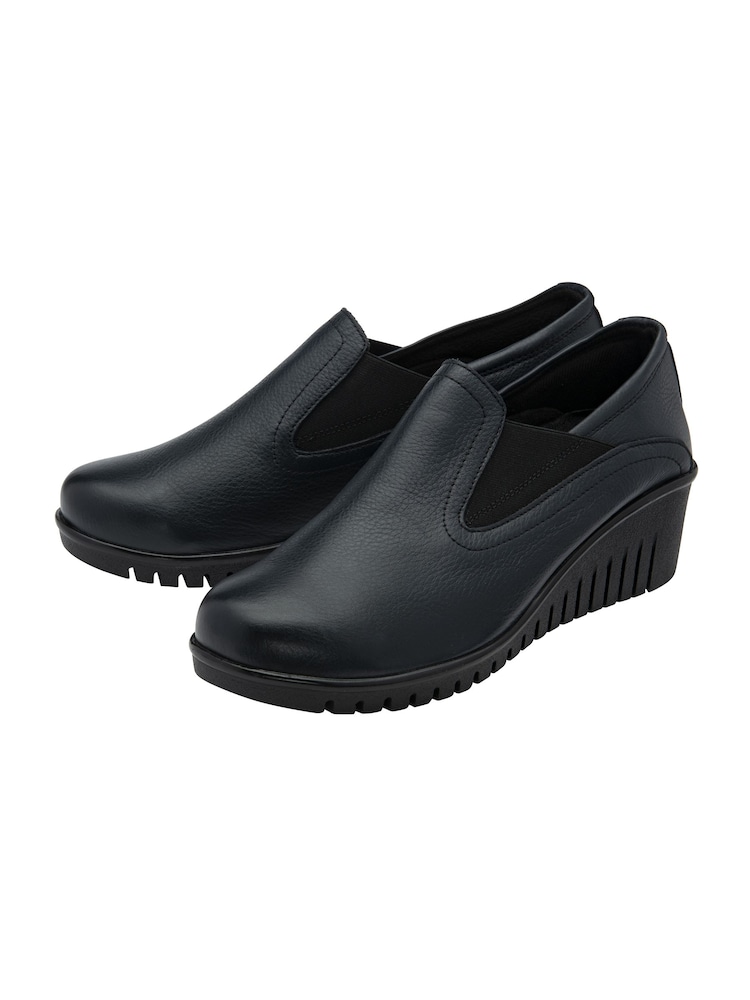 Lotus Blue Leather Slip-On Wedge Shoes - Image 2 of 4 Lotus Blue Leather Slip-On Wedge Shoes - Image 2 of 4