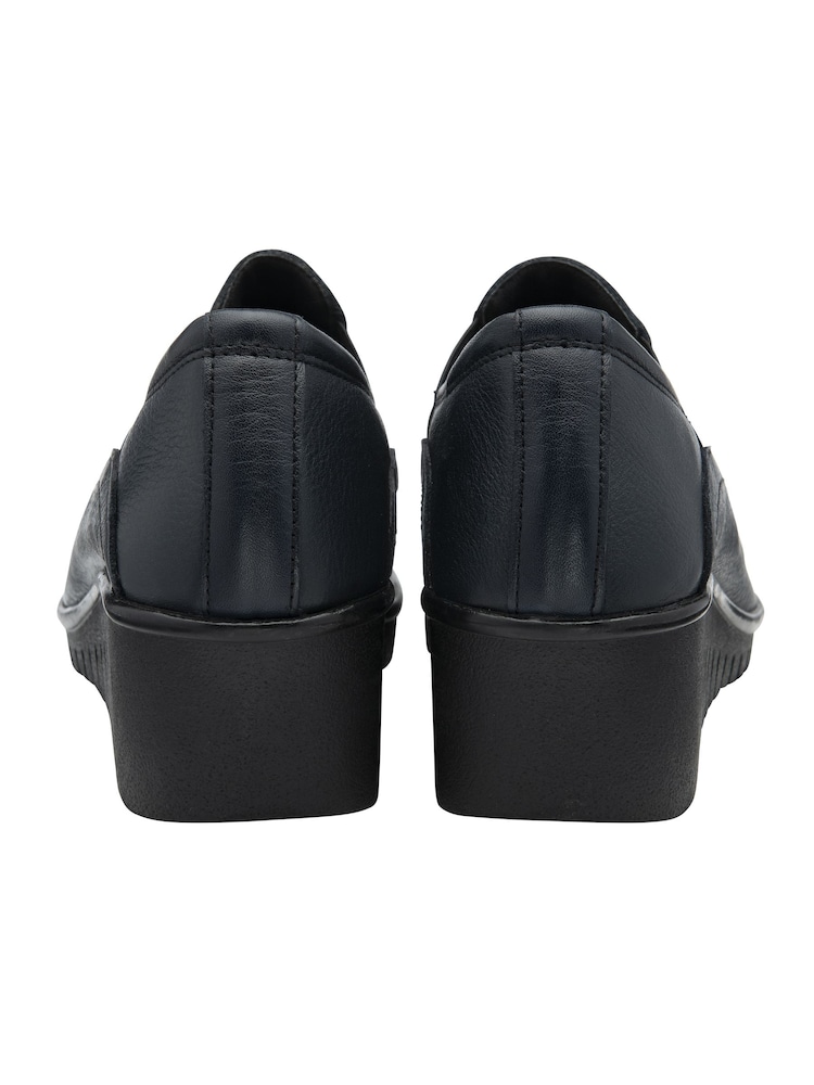 Lotus Blue Leather Slip-On Wedge Shoes - Image 3 of 4
