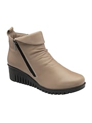 Lotus Grey Leather Wedge Ankle Boots - Image 1 of 4