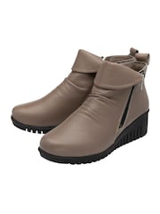 Lotus Grey Leather Wedge Ankle Boots - Image 2 of 4