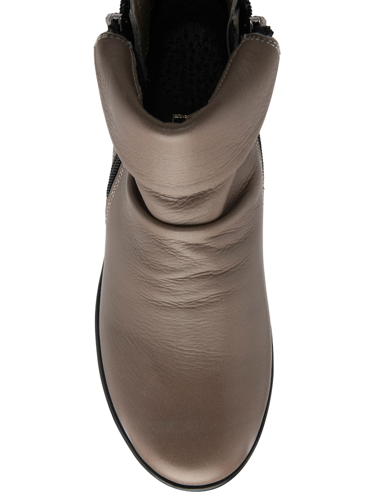 Lotus Grey Leather Wedge Ankle Boots - Image 4 of 4