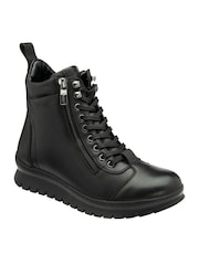 Lotus Black Leather Zip-Up Ankle Boots - Image 1 of 4