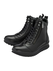 Lotus Black Leather Zip-Up Ankle Boots - Image 2 of 4