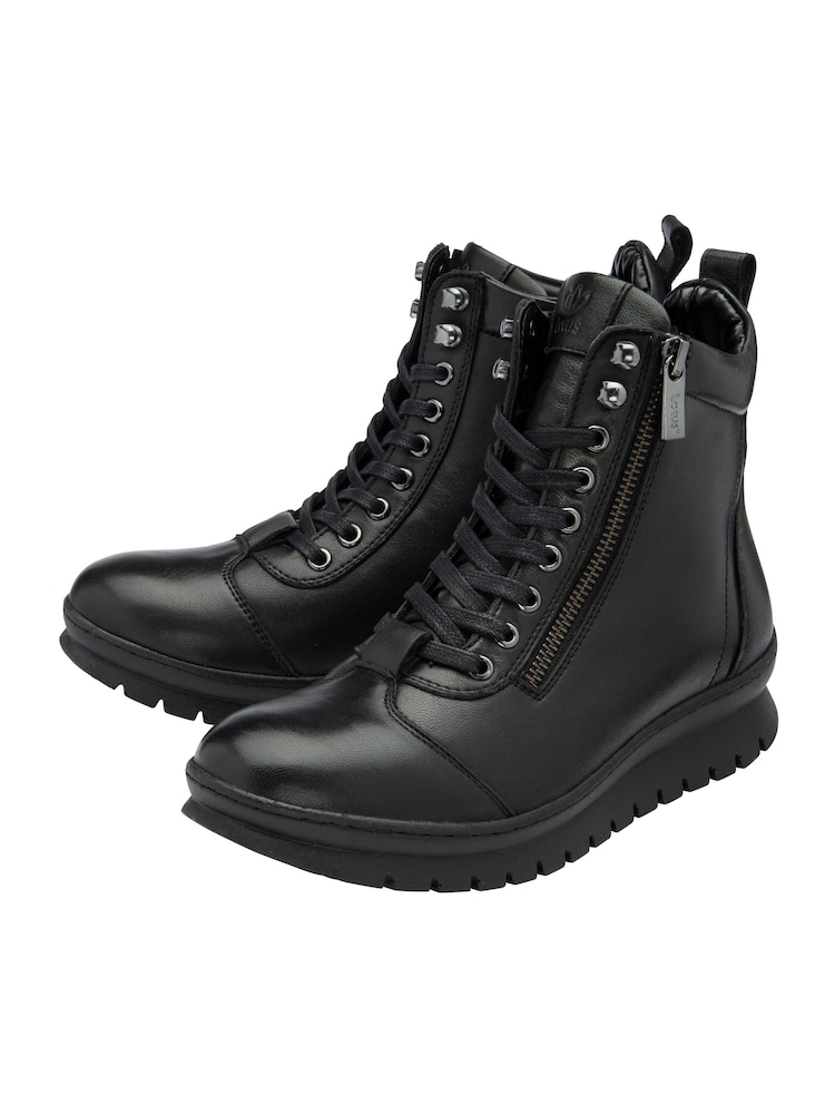 Lotus Black Leather Zip-Up Ankle Boots - Image 2 of 4