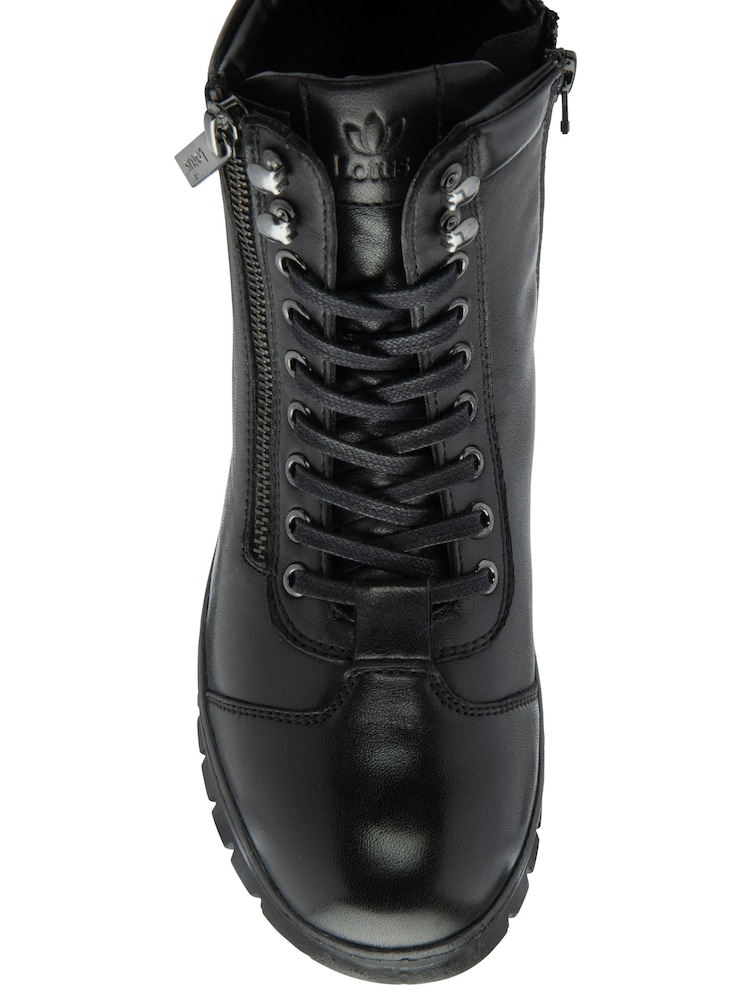 Lotus Black Leather Zip-Up Ankle Boots - Image 4 of 4
