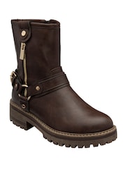 Lotus Brown Zip-Up Ankle Boots - Image 1 of 4
