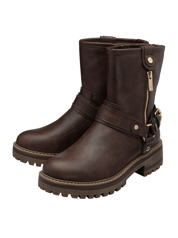 Lotus Brown Zip-Up Ankle Boots - Image 2 of 4