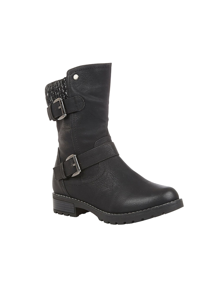 Lotus Black Mid-Calf Boots - Image 1 of 4
