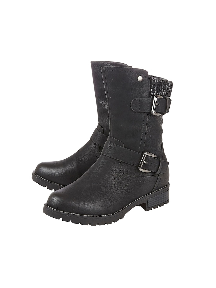 Lotus Black Mid-Calf Boots - Image 2 of 4