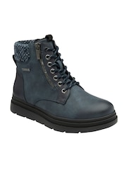 Lotus Blue Zip Up Flat Ankle Boots - Image 1 of 4