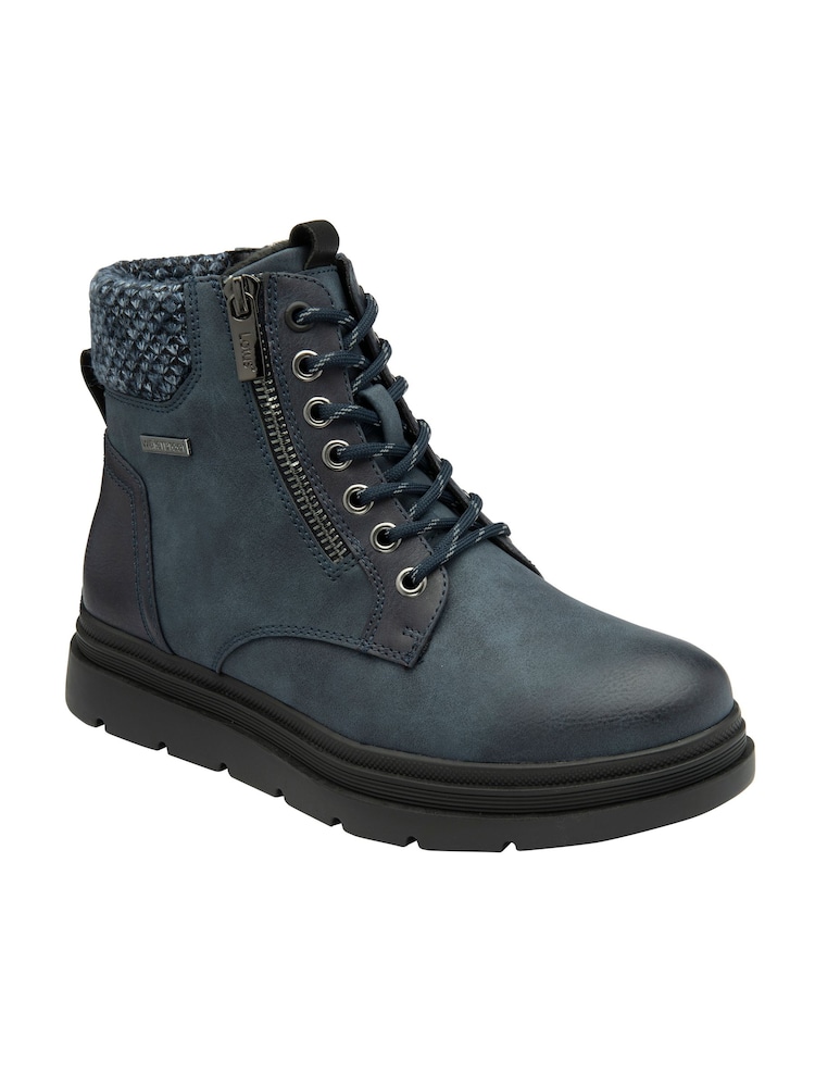 Lotus Blue Zip Up Flat Ankle Boots - Image 1 of 4