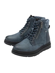 Lotus Blue Zip Up Flat Ankle Boots - Image 2 of 4
