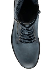 Lotus Blue Zip Up Flat Ankle Boots - Image 4 of 4