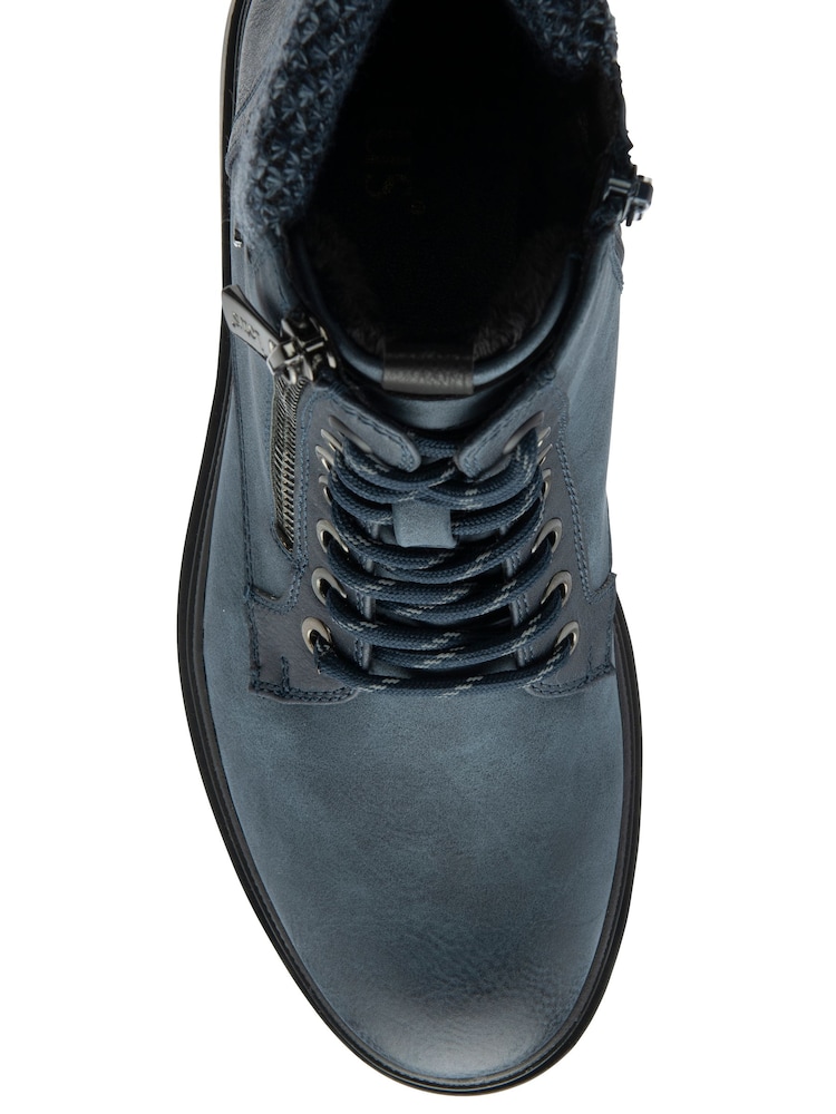 Lotus Blue Zip Up Flat Ankle Boots - Image 4 of 4