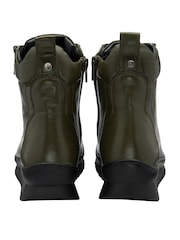 Lotus Green Leather Zip Up Ankle Boots - Image 3 of 4