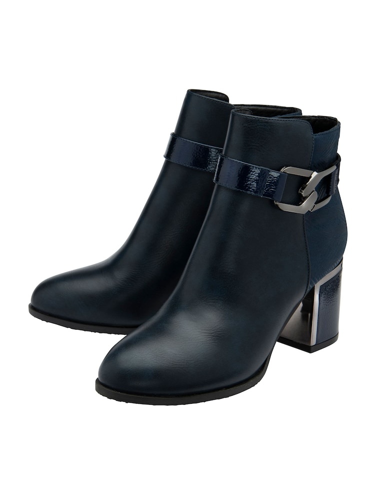 Lotus Blue Patent Lace-Up Ankle Boots - Image 2 of 4