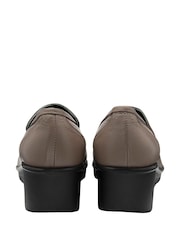 Lotus Grey Leather Slip-On Wedge Shoes - Image 3 of 4