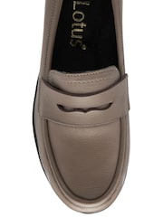 Lotus Grey Leather Slip-On Wedge Shoes - Image 4 of 4