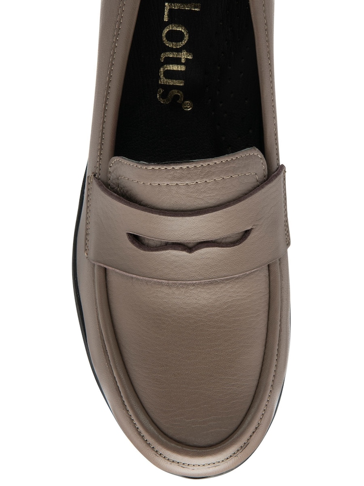 Lotus Grey Leather Slip-On Wedge Shoes - Image 4 of 4
