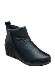 Lotus Blue Leather Wedge Ankle Boots - Image 1 of 4