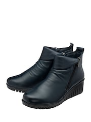 Lotus Blue Leather Wedge Ankle Boots - Image 2 of 4