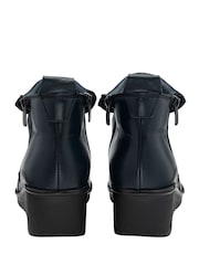 Lotus Blue Leather Wedge Ankle Boots - Image 3 of 4