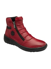 Lotus Red Flat Zip-Up Ankle Boots - Image 1 of 4