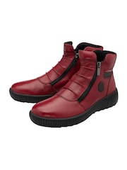 Lotus Red Flat Zip-Up Ankle Boots - Image 2 of 4