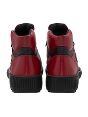 Lotus Red Flat Zip-Up Ankle Boots - Image 3 of 4