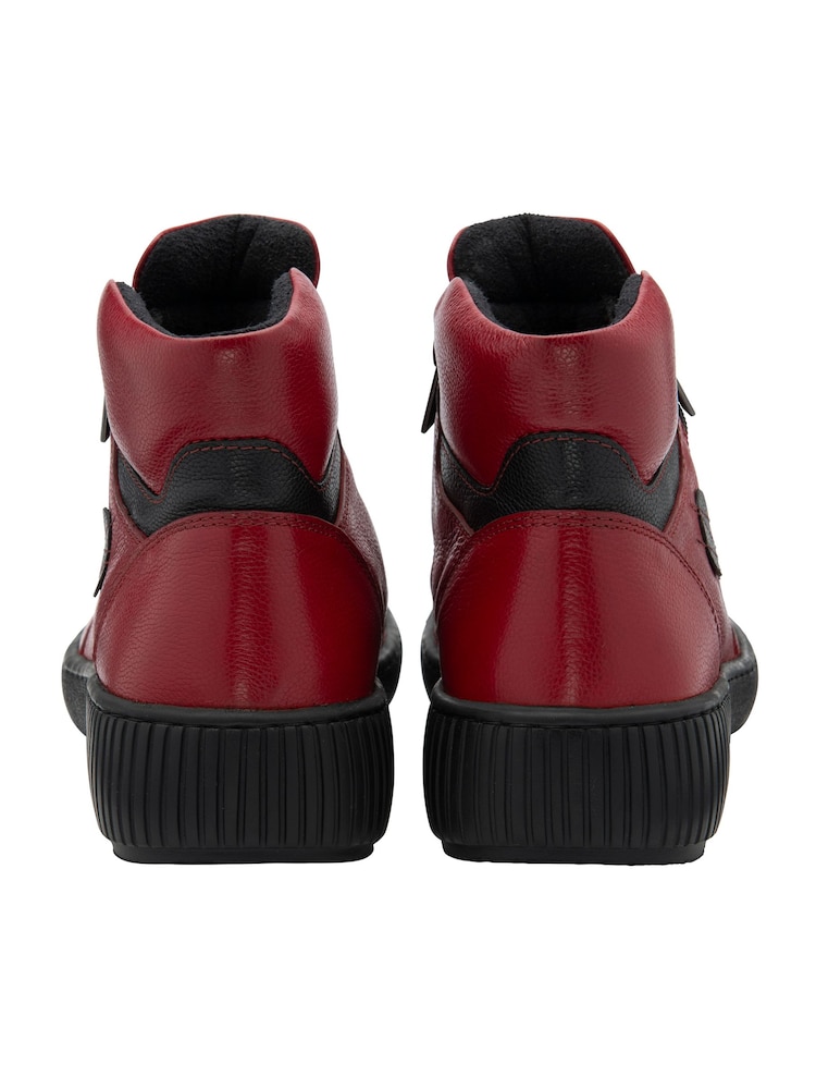Lotus Red Flat Zip-Up Ankle Boots - Image 3 of 4