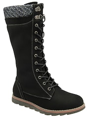 Lotus Black Textile Knee High Boots - Image 1 of 4