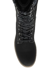 Lotus Black Textile Knee High Boots - Image 4 of 4
