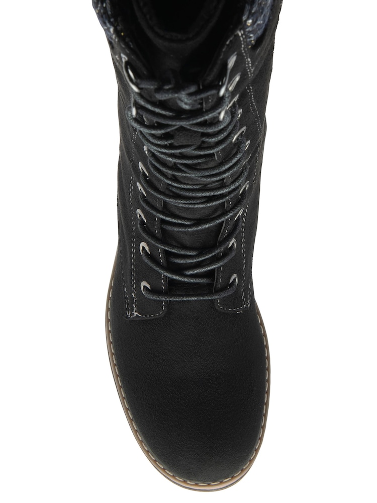 Lotus Black Textile Knee High Boots - Image 4 of 4
