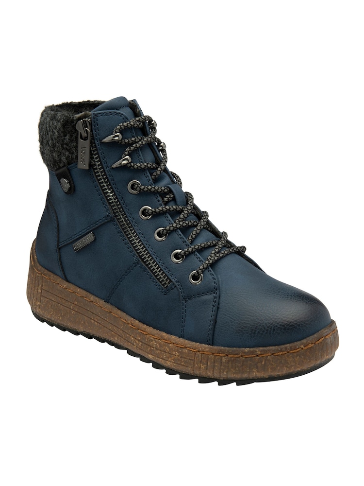 Lotus Blue Zip Up Flat Ankle Boots - Image 1 of 4