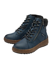 Lotus Blue Zip Up Flat Ankle Boots - Image 2 of 4