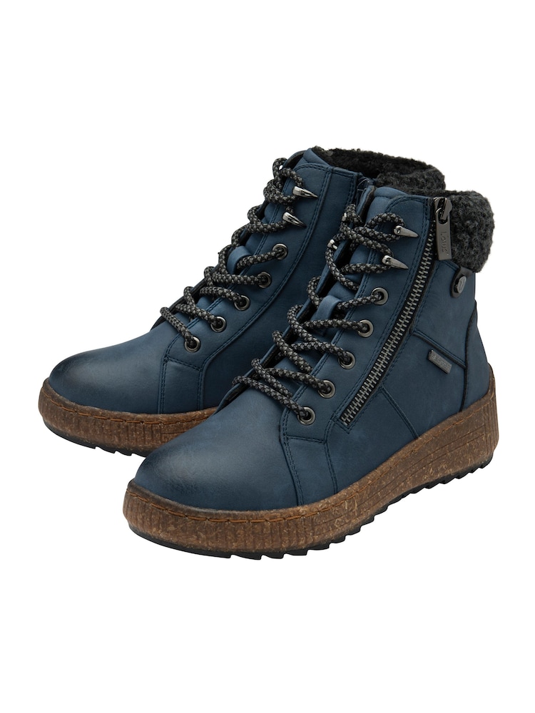 Lotus Blue Zip Up Flat Ankle Boots - Image 2 of 4