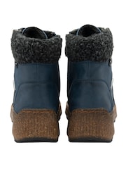 Lotus Blue Zip Up Flat Ankle Boots - Image 3 of 4