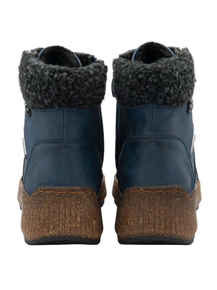 Lotus Blue Zip Up Flat Ankle Boots - Image 3 of 4