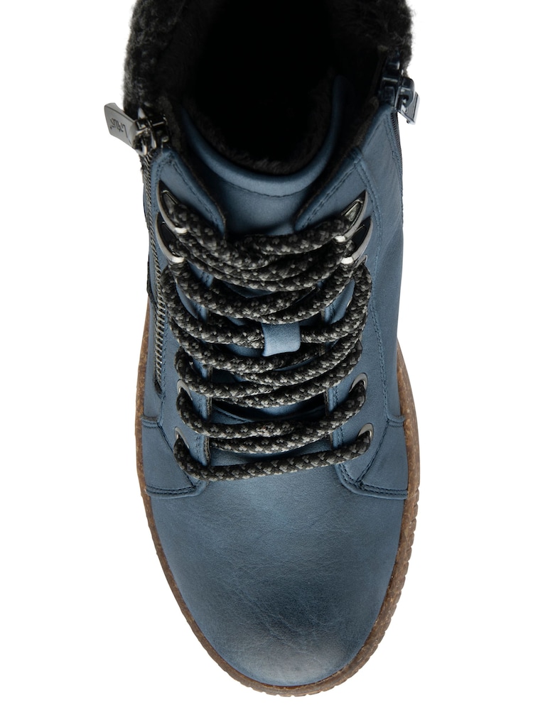 Lotus Blue Zip Up Flat Ankle Boots - Image 4 of 4