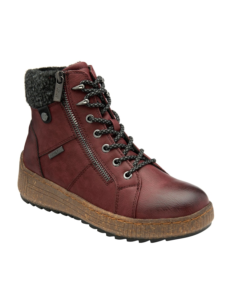 Lotus Red Zip-Up Flat Ankle Boots - Image 1 of 4