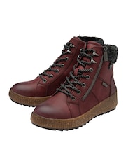 Lotus Red Zip-Up Flat Ankle Boots - Image 2 of 4